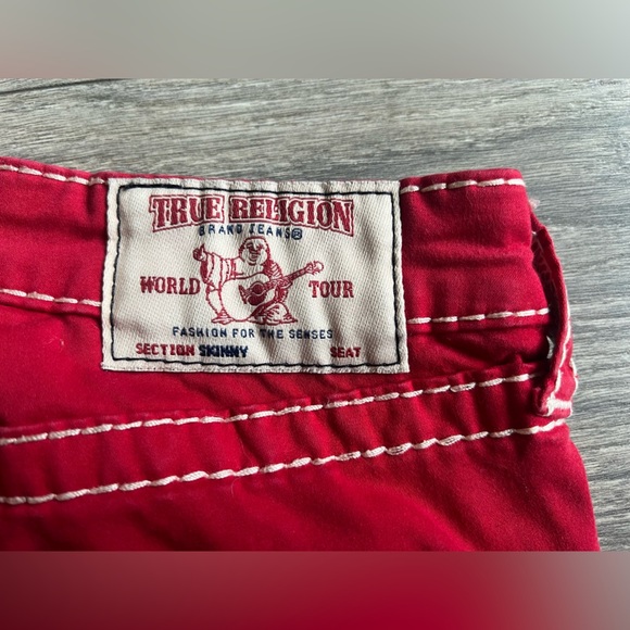 True religion Jennie skinny jeans in red with white stitching. Size 29 - Picture 9 of 15